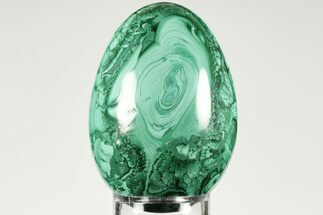 3.75" Flowery, Polished Malachite Egg - Congo - Crystal #193135