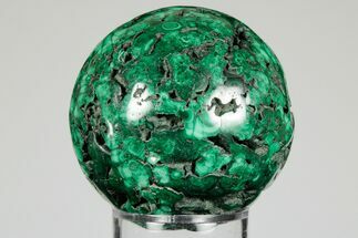 2" Flowery, Polished Malachite Sphere - Congo - Crystal #193454