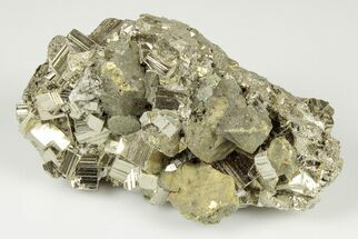 3.7" Cubic Pyrite With Chalcopyrite & Quartz - Peru - Crystal #195761