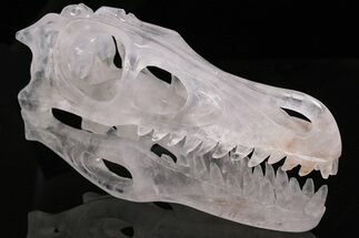 Carved Quartz Crystal Dinosaur Skull #199464