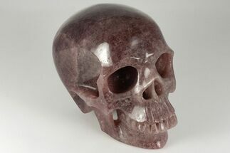 7" Realistic, Carved Strawberry Quartz Crystal Skull - Crystal #199590