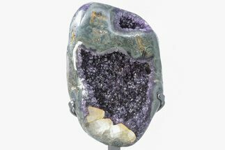 Amethyst Geode with Calcite on Metal Stand - Uruguay #199665