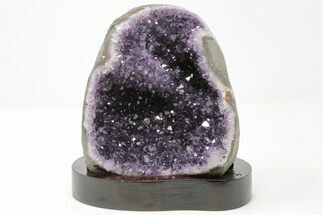 Tall Amethyst Cluster With Wood Base - Uruguay #199723