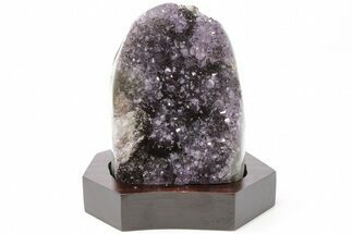 Tall Amethyst Cluster With Wood Base - Uruguay #199791