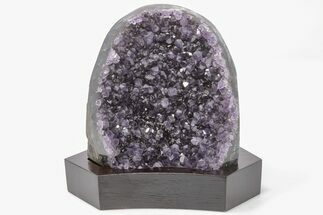 4.8" Amethyst Cluster With Wood Base - Uruguay - Crystal #199830