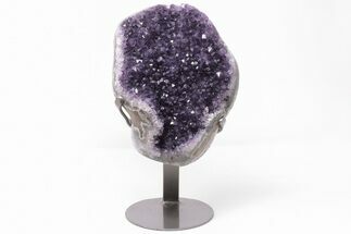 Dark Purple Amethyst Geode With Metal Stand - Uruguay #200000
