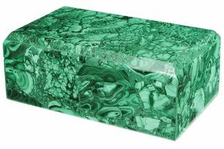 4" Flowery, Polished Malachite Jewelry Box  - Crystal #200507