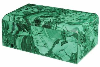 4" Flowery, Polished Malachite Jewelry Box  - Crystal #200501