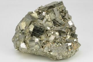3.8" Striated, Cubic Pyrite Crystal Cluster - Peru - Crystal #203003