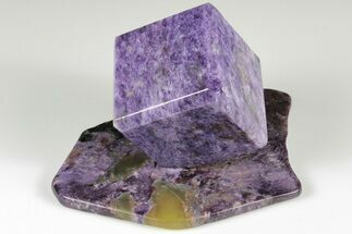 1.95" Polished Purple Charoite Cube with Base - Siberia, Russia - Crystal #203839