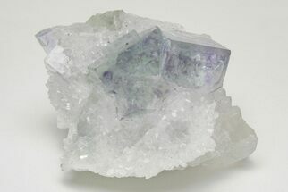 Glass-Clear, Purple & Green Cubic Fluorite Cluster - China #205580