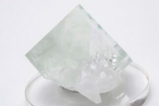 Glass-Clear, Green Cubic Fluorite Crystal on Quartz - China #205608