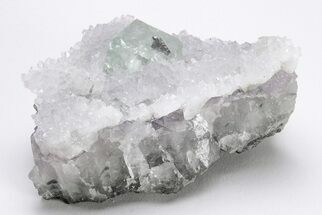Glass-Clear, Green Cubic Fluorite Crystals on Quartz - China #205621