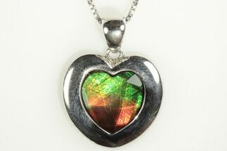 Gorgeous Heart-Shaped Ammolite Pendant - Sterling Silver #205907