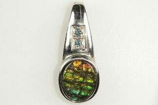 Gorgeous Ammolite Pendant With Blue Diamond Accent Stones #205932