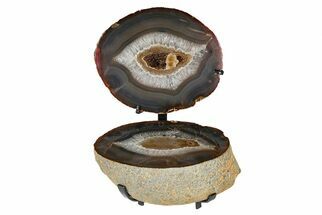 Gorgeous, Cut Agate Nodule On Metal Stand #206970