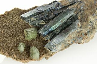 Gemmy, Blue-Green Vivianite Crystals with Ludlamite - Brazil #208693