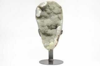 Sparkling, Green Druzy Quartz Geode Section on Metal Stand #209162