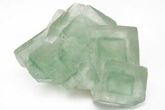 Green Cubic Fluorite Crystals with Phantoms - China #216249