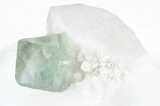 Green, Cubic Fluorite Crystals on Quartz - Inner Mongolia #216765