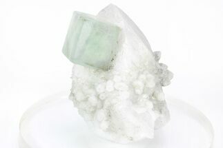 Green, Cubic Fluorite Crystal on Quartz - Inner Mongolia #216771