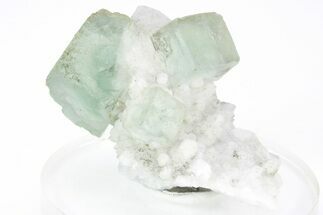 Green, Cubic Fluorite Crystals on Quartz - Inner Mongolia #216781