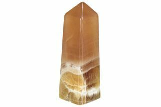 Polished, Banded Honey Calcite Obelisk #217043