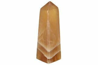 Polished, Banded Honey Calcite Obelisk #217044