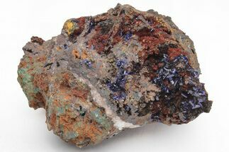 Azurite and Malachite Crystals on Matrix - Morocco #216709