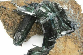 Gemmy, Emerald-Green Vivianite Crystal Cluster - Brazil #218237