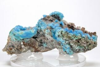 Vibrant Blue, Cyanotrichite with Cubic Fluorite - China #218406