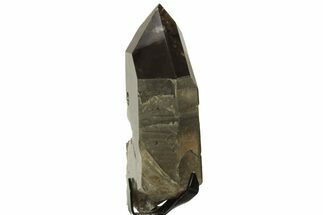 Dark Smoky Quartz Crystal With Metal Stand - Giant Point #219130