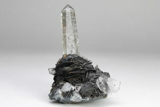 Quartz Crystals On Sparkling Bladed Hematite - Lechang Mine #225998