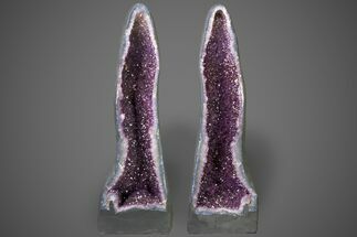 Breathtaking Dark Purple Amethyst Cathedral Geode (Pair) #227323