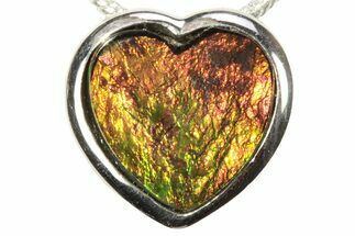 Stunning Heart-Shaped Ammolite Pendant - Sterling Silver #205992