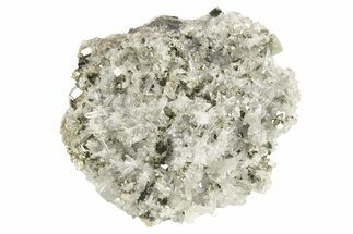 Gleaming, Cubic Pyrite Crystals with Quartz Crystals - Peru #233382