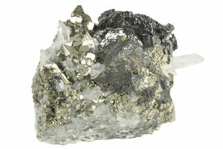 Gleaming, Striated Pyrite and Quartz on Sphalerite - Peru #233397