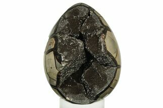 Septarian Dragon Egg Geode - Black Crystals #235340
