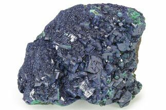 Sparkling Azurite Crystals on Fibrous Malachite - China #236671