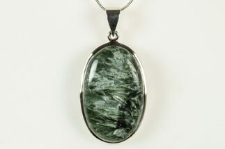 Polished Seraphinite Pendant (Necklace) - Sterling Silver #240323