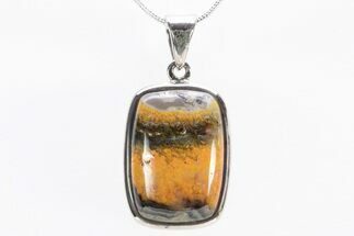 Bumblebee Jasper Pendant (Necklace) - Sterling Silver #240251