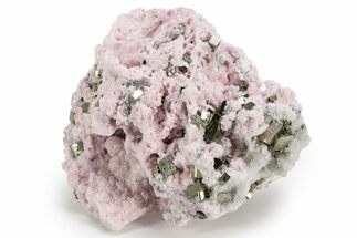 Cubic Pyrite and Quartz Crystals on Rhodochrosite - Peru #240648