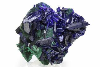 Gemmy Azurite Crystals on Malachite - Milpillas Mine, Mexico #240668