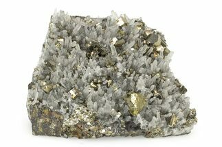 Gleaming Pyrite and Chalcopyrite on Quartz Crystals - Peru #238969