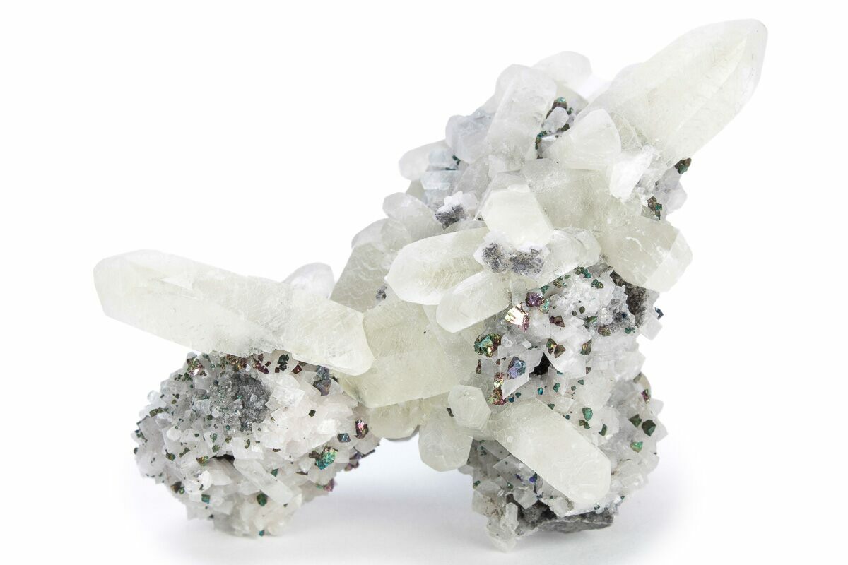 2 85 Iridescent Chalcopyrite And Calcite On Dolomite Missouri