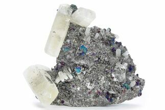 Iridescent Chalcopyrite and Calcite on Dolomite - Missouri #241756