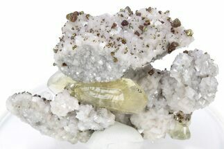 Calcite and Iridescent Chalcopyrite on Dolomite - Missouri #241817