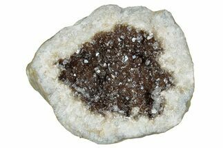 Keokuk Quartz Geode with Calcite Crystals (Half) - Missouri #239018