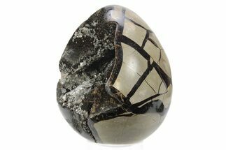 Septarian Dragon Egg Geode - Black Crystals #241560