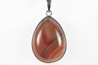 Banded Red Agate Pendant (Necklace) - Sterling Silver #244049